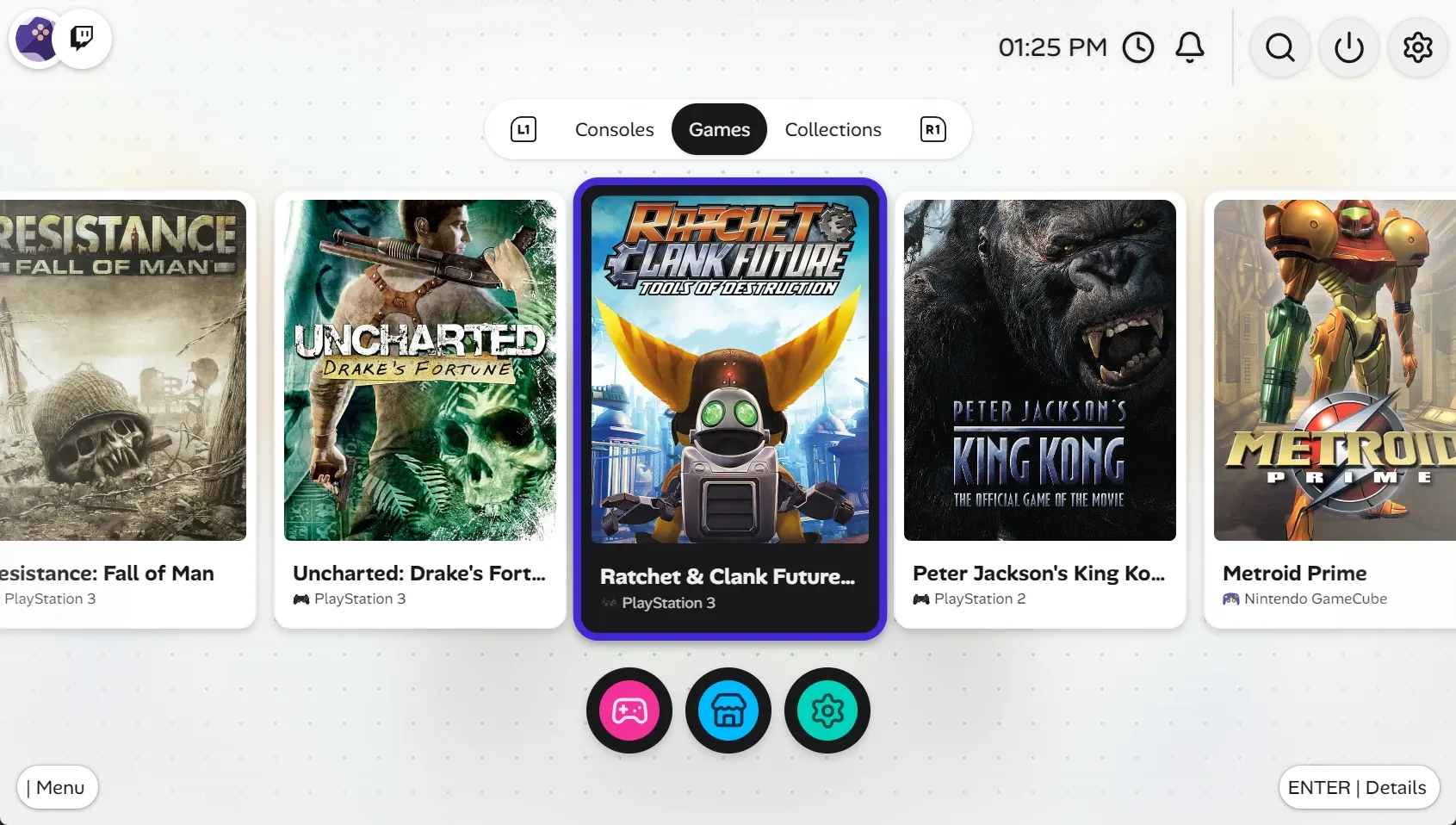 Showing the homescreen of the app. The default filter is most activity. Be it last played or freshly installed. In light mode.